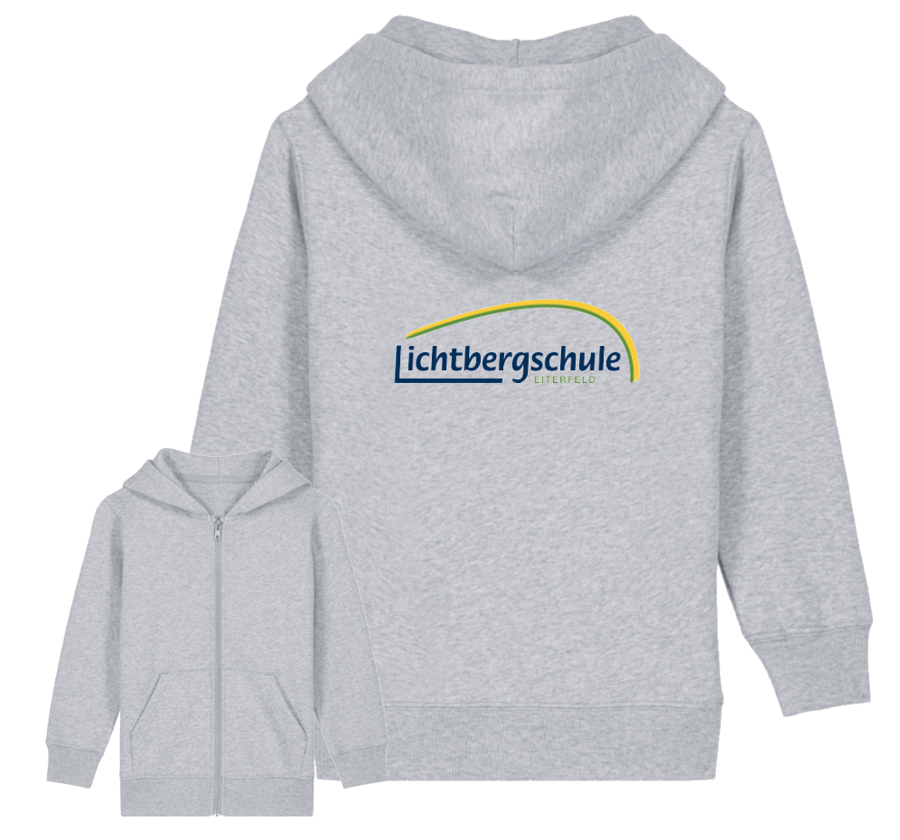 Kinder-Kapuzensweatjacke mit beidseitigem Logo Größe: 9-11 Jahre (134/146) Farbe: Heather Grey