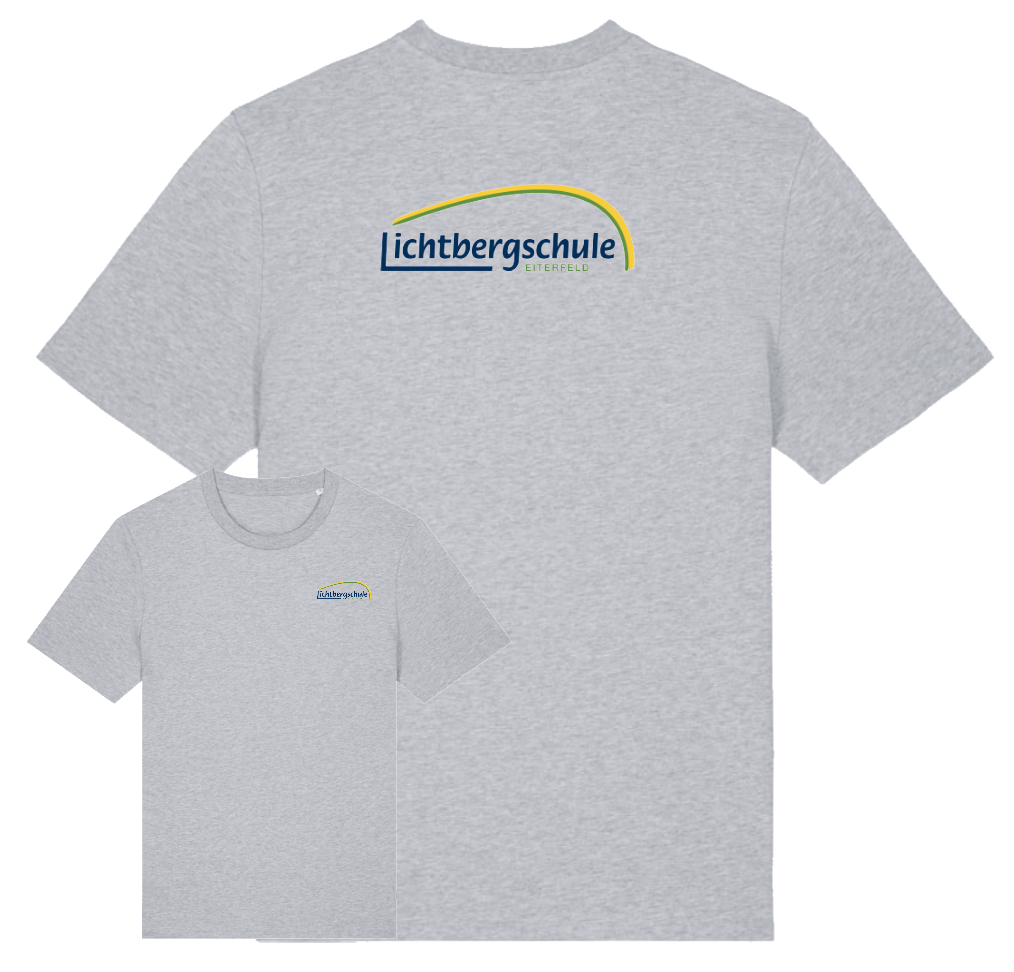 Herren-/Unisex-T-Shirt mit beidseitigem Logo Größe: XS Farbe: Heather Grey